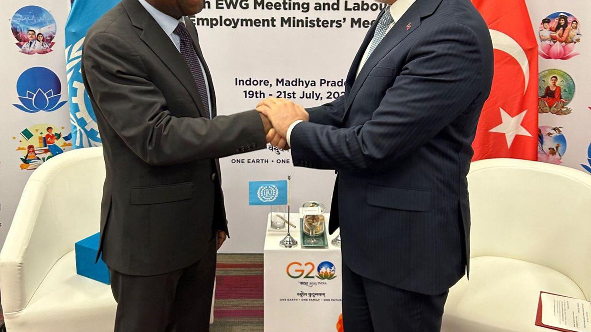 Minister of Labour and Social Security Vedat Işıkhan met with his counterparts from Indonesia, India, Brazil and the Netherlands in India, where G20 Labour and Employment Ministers’ Meeting was held.