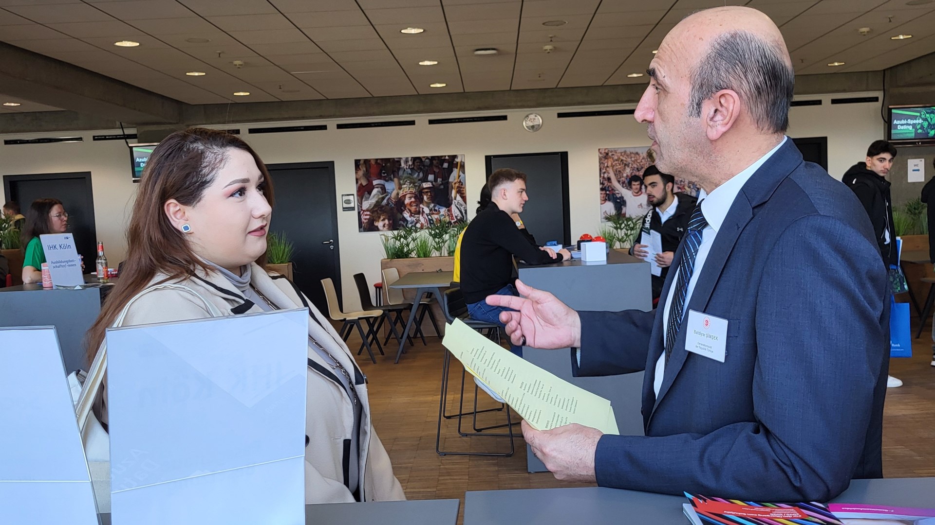 Speed-Dating Event organized by Cologne Chamber of Industry and Trade with the participation of 90 firms on vocational training venues was held in Rhein Energie Stadium in Cologne on 19.03.2025.