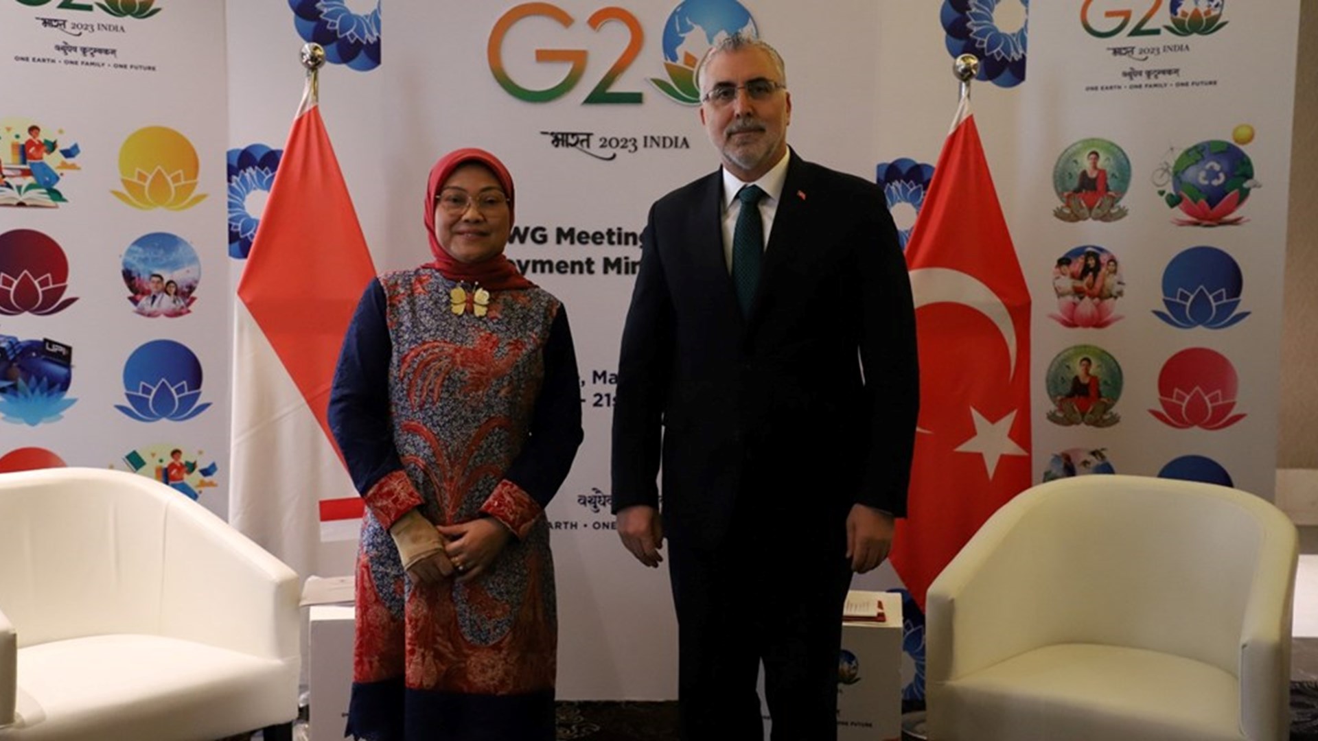 Minister of Labour and Social Security Vedat Işıkhan met with his counterparts from Indonesia, India, Brazil and the Netherlands in India, where G20 Labour and Employment Ministers’ Meeting was held.