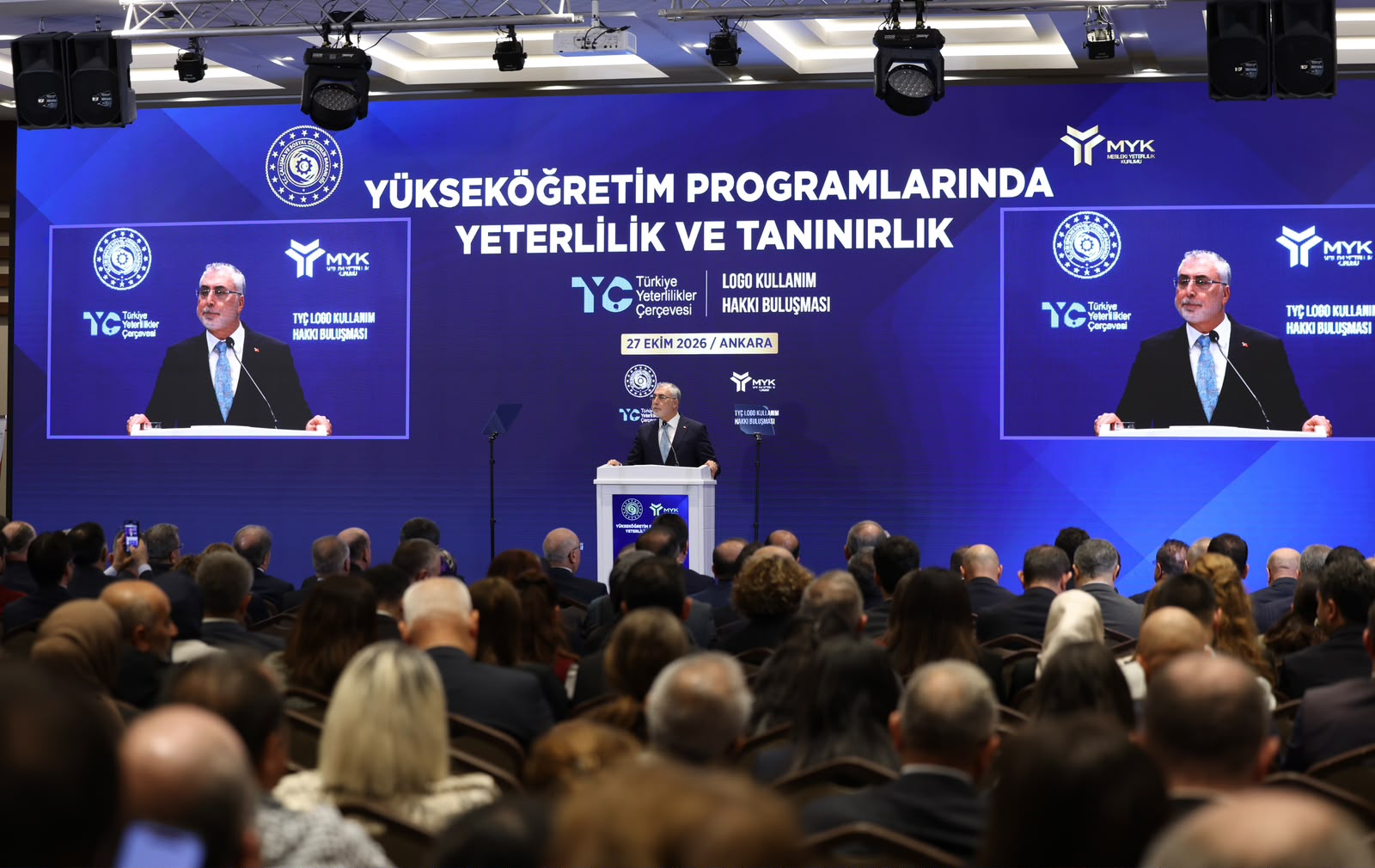 Çalışma ve Sosyal Güvenlik Bakanı Prof. Dr. Vedat Işıkhan, Mesleki Yeterlilik Kurumu (MYK) Yükseköğretimde Yeterlilik ve Tanınırlık-Türkiye Yeterlilikler Çerçevesi (TYÇ) Logo Kullanım Hakkı Buluşması Programı’na iştirak etti.