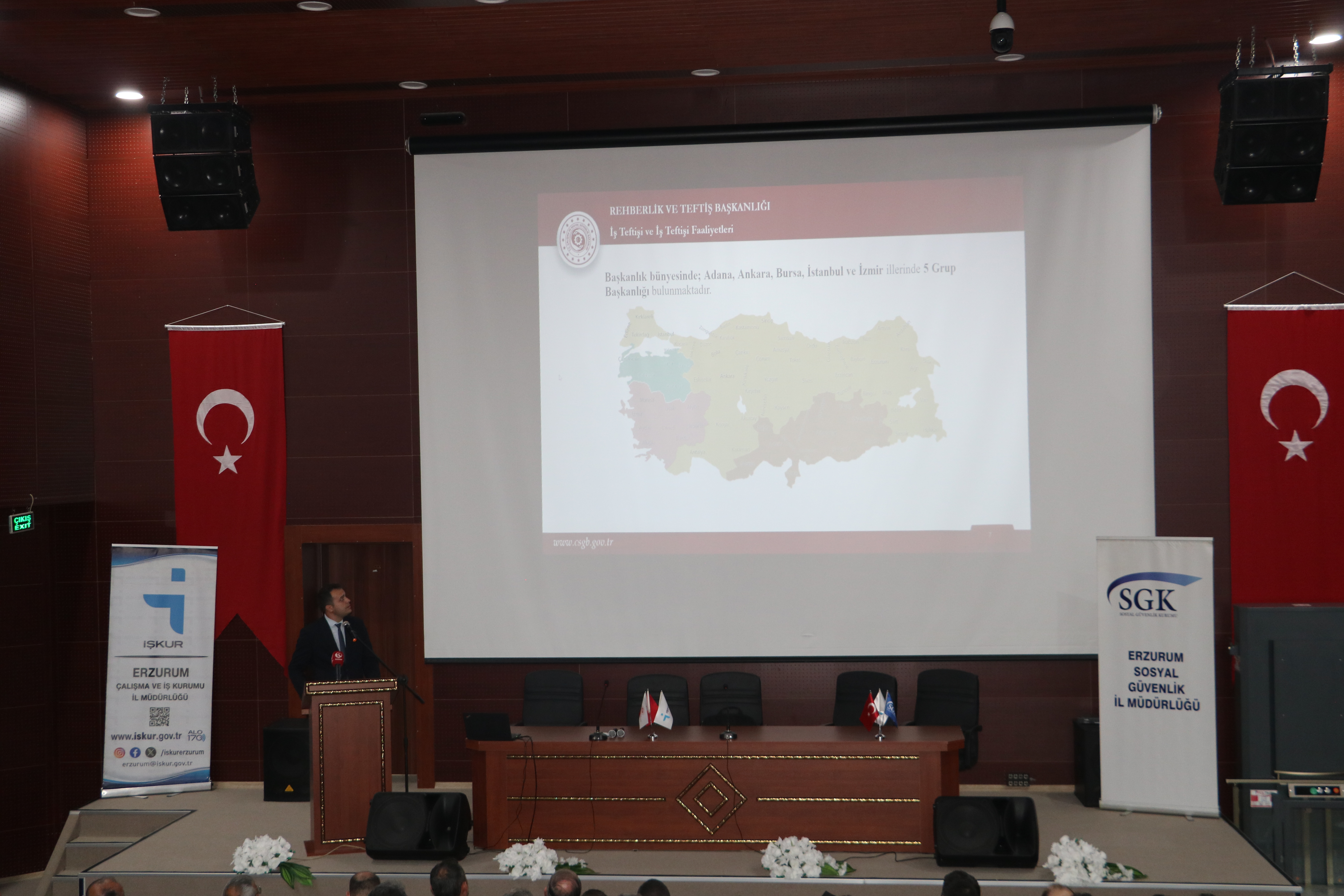 Rehberlik ve Teftiş Başkanlığı tarafından Erzurum Ticaret ve Sanayi Odası, Erzurum Ticaret Borsası, Erzurum Esnaf ve Sanatkarlar Odası iş birliğinde, 17 Haziran 2026 tarihinde iş sağlığı ve güvenliği ile işin yürütümü teftişleri hakkında bilgilendirme toplantısı düzenlendi.